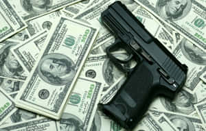 Cool Gun On Money Wallpaper