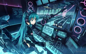 Cool Hatsune Miku Music Studio Hd Wallpaper