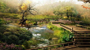 Cool Japanese Park Scenery Wallpaper