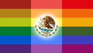 Cool Mexican Emblem And Lgbt Flag Wallpaper