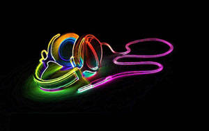 Cool Neon Headphones Wallpaper