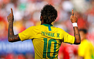 Cool Neymar Jr Pointing Up Wallpaper