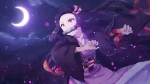 Cool Nezuko, Ready To Fight! Wallpaper