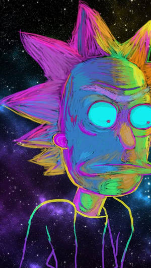Cool Rick And Morty Neon Portrait Wallpaper