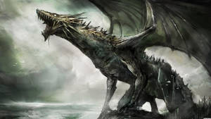 Cool Silver Green Dragon Wallpaper