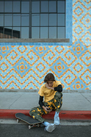 Cool Skater Boy In Street Wallpaper