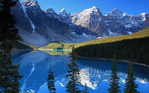 Cool Snowy Mountain And Lake Nature Wallpaper