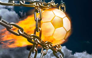 Cool Soccer Ball Fiery Effect Wallpaper