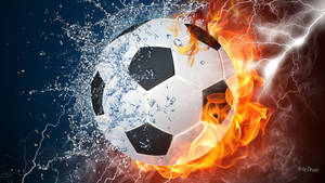 Cool Soccer Water And Fiery Wallpaper