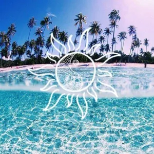 Cool Summer Beach With Yin-yang Sun Art Wallpaper