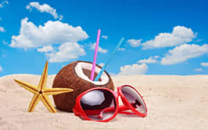 Cool Summer Coconut And Sunglasses Wallpaper