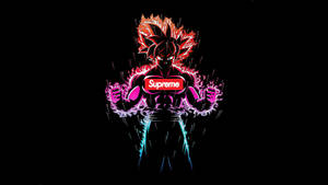 Cool Supreme Colored Goku Silhouette Wallpaper