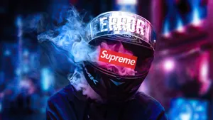 Cool Supreme Smoking Helmet Wallpaper