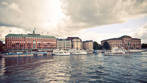 Cool-toned Stockholm Skyline Wallpaper