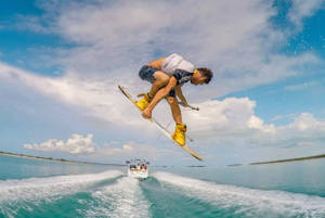 Cool Wakeboarding Batwing Aerial Trick Wallpaper