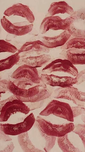 Coquette Red Kiss Marks Wallpaper