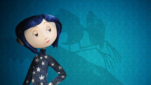 Coraline Minimalist Blue Background Wallpaper