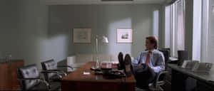 Corporate Power Pose Office Scene Wallpaper