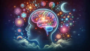 Cosmic Dreamscape Brain Illustration Wallpaper