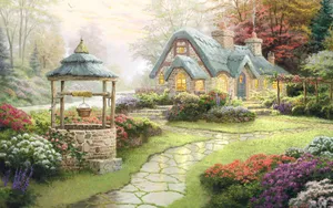 Cottage Well Cottagecore Desktop Wallpaper