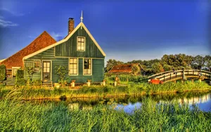 Country House And Bridge Wallpaper