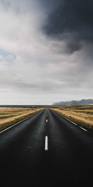 Country Road Dark Grey Clouds Wallpaper