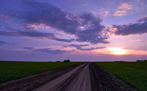 Country Road Evening Horizon Wallpaper