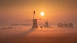 Country Side Windmills In Netherlands Wallpaper