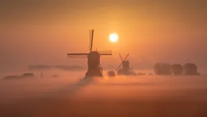 Country Side Windmills In Netherlands Wallpaper