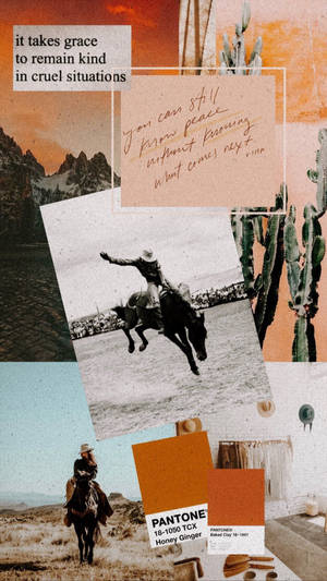 Country Western Collage Bullriding Wallpaper