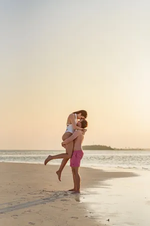Couple At Beach In Exuma Wallpaper