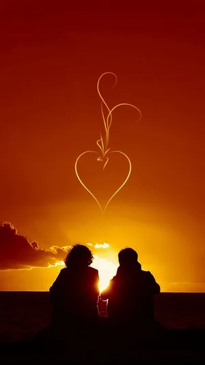 Couple In Love At The Beach During Sunset Wallpaper