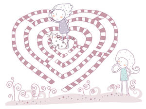 Couple In Love Heart Maze Wallpaper