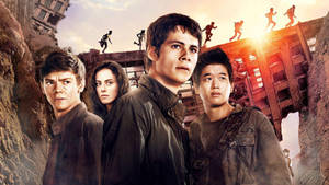 Courageous Gladers Navigating Through The Scorch In Maze Runner Wallpaper