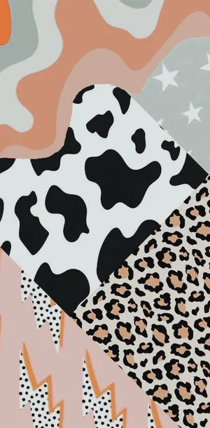 Cow Print Pattern Collage Wallpaper