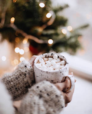 Cozy Christmas Aesthetic Choco Mallows Wallpaper