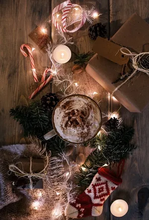 Cozy Christmas Aesthetic Lights Wallpaper