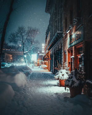 Cozy Winter Shops Wallpaper