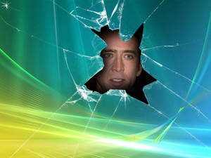 Cracked Screen Nicolas Cage Meme Wallpaper
