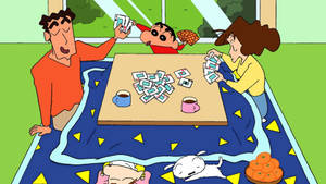 Crayon Shin Chan Family Card Game Wallpaper