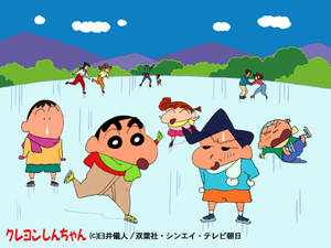 Crayon Shin Chan Ice Skating Wallpaper