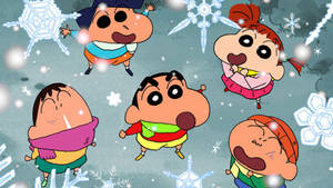 Crayon Shin Chan In Winter Wallpaper