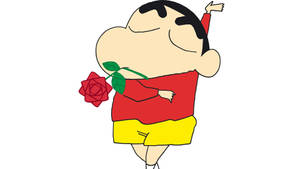 Crayon Shin Chan Shinnosuke With Rose Wallpaper