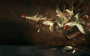 Crazy Chickens Artwork Wallpaper