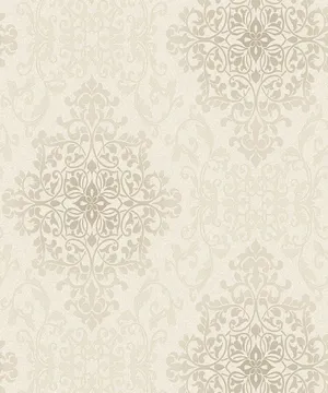 Cream Silver Floral Pattern Wallpaper