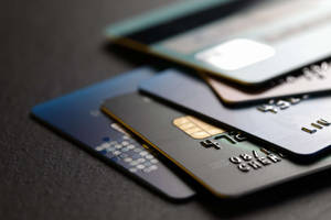 Credit Cards On Top Of Table Wallpaper