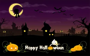 Creepy Animated Pumpkin Ghost For Halloween Wallpaper