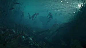 Creepy Aquatic Cemetery Wallpaper