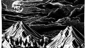 Creepy Black And White Art Mountain Wallpaper