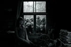 Creepy Masked People Window Wallpaper